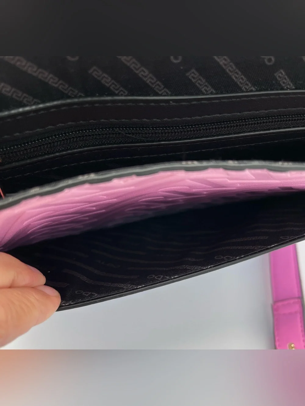 Aldo Gradient Pink and Lilac Top-Handle Satchel with Gold Chain